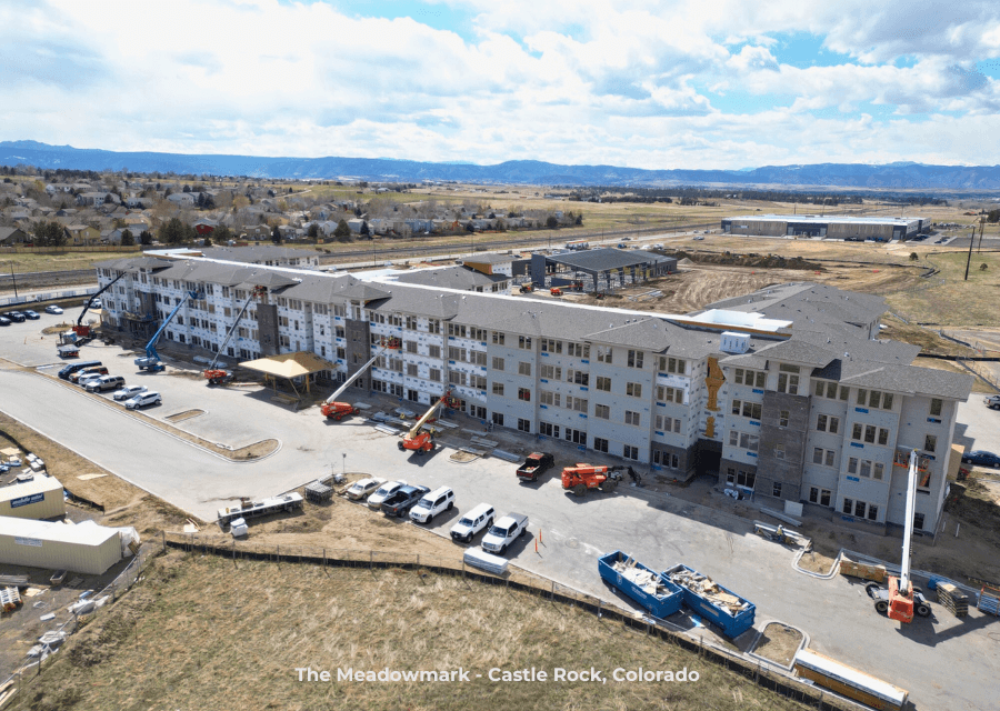 Aerial view of The Meadowmark construction, Castle Rock, Colorado.