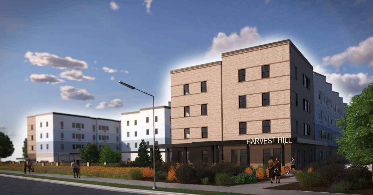 front rendering of harvest hill